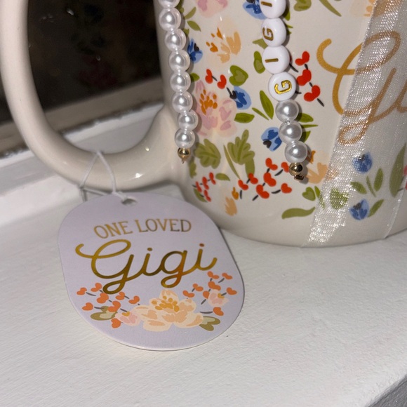 Gigi Floral Coffee Mug with Pearl Accent - Picture 2 of 5